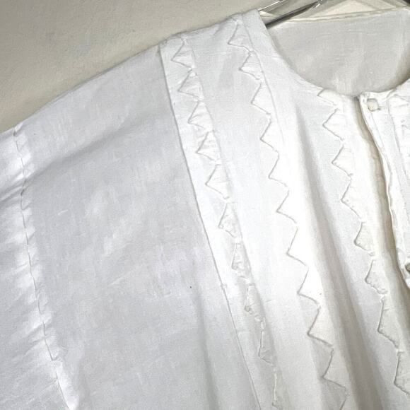 Vintage Puff Sleeve Button Front Top Cardigan Off White Short Sleeve Pintuck - Picture 5 of 8